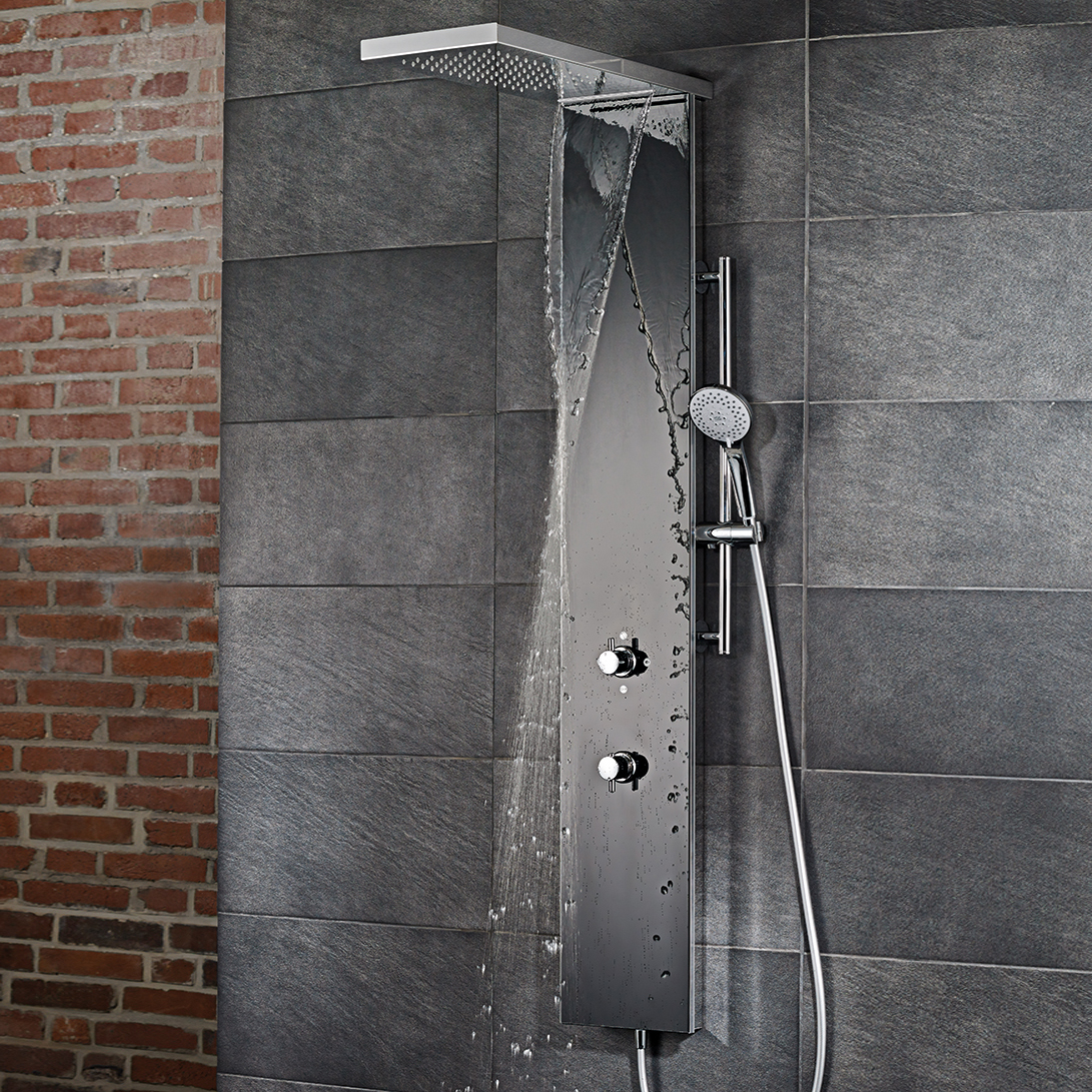 Colonne de douche Lavida Plus, douche de tête effet pluie et cascade